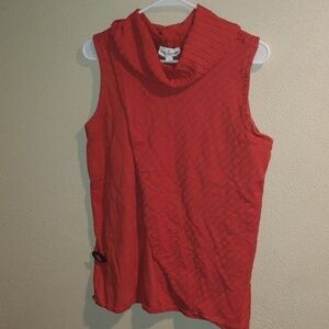 Neon Buddha Arabian Cowl Neck Layered Orange Peach Textured Top L